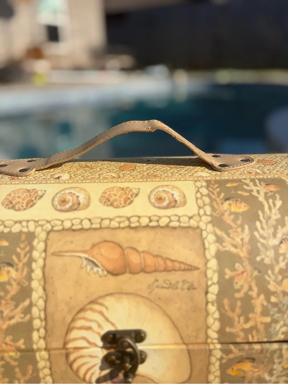 Seaside Shell Decorative Storage Chest Betty Whiteaker- Beige